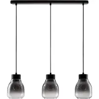 Nova Luce Pendelleuchte Blacu 3-flammig 3xE27 Rauchgrau Schwarz Glas Metall 75x15cm 9009272
