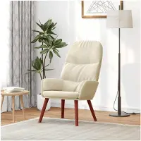 Markenlos Bequemer Relaxsessel in Cremeweiß, Samt, 110kg Tragfähigkeit, 70x77x98cm - Für Sofaecke oder Büro