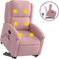 Syfax Massagesessel mit Aufstehhilfe Rosa Samt