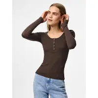 Pieces Langarmshirt "PCKITTE LS TOP NOOS BC" Baumwollmischung, slim fit