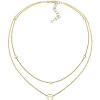 Elli Choker "Halskette Choker Layer Halbmond und Sterne 925er Silber" Gr. 36, gold, Halsketten, Damen, ohne Stein, Silber 925 (Sterlingsilber), Choker