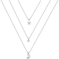 Elli Halskette Layer Mond Stern Kristalle 925 Silber Elli Silber