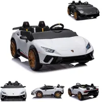 Es-toys Kinder Elektroauto Lamborghini Huracan Spider Zweisitzer, EVA-Reifen weiß