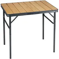 Merkloos Campingtisch Klappbar, Höhenverstellbar 75 x 55 x 31-71 cm, Bambus und Aluminium