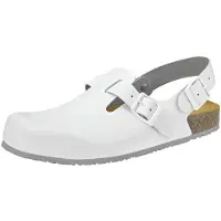 ABEBA Clog 8040 - Nature Glattleder weiß mit Korkfußbett