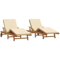 vidaXL Sonnenliege 2 stk. Massivholz Akazie Beige