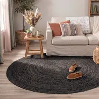 NATURL. Jute Teppich Rund - Fair Schwarz Ø 175cm