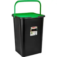 PlasticForte Recycling-abfallbehalter - schwarz/grun - 45 Liter - abschliesbar - 34 x 40 x 54 cm - D