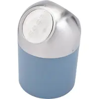 Excellent houseware Arbeitsplatte Mini-eimer mit Klappdeckel - blau - 1,3L - 17 cm - Edelstahl