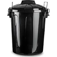 PlasticForte Abfalleimer - schwarz - 21L - Kunststoff - H42 cm - mit Deckel