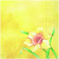 Abena Serviette aus Tissue - Elvira, 40 x 40 cm, 100 Stück - Osterglocken Narzissen Floral