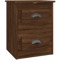 Décoshop26 - Wandmontierter Nachttisch mit 2 Schubladen 41,5 x 36 x 53 cm braunes Holzwerkstoff DEC034272