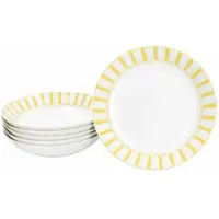 MamboCat Split gelb 6er Set Suppenteller 450ml Porzellan Teller tief Pasta Streifen