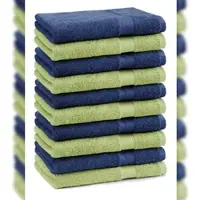 Betz 10 Stück Gästehandtücher PREMIUM 100%Baumwolle Gästetuch-Set 30x50 cm Farbe dunkelblau und apfelgrün