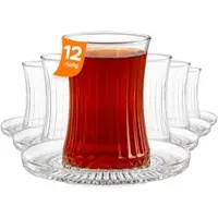Pasabahce Elysia Teeset – 6 Teegläser mit Untertassen