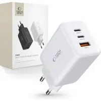 Tech-Protect 65W Multiport Standard-Ladegerät für MacBook Air/Pro, iPhone und iPad - weiß