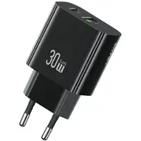Usams CC316 T65 30W Wandladegerät 1xUSB-C 1xUSB-A Schnellladefunktion Schwarz