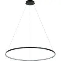 Light Prestige Moderne schwarze Ring Pendelleuchte, groß Ø80cm, LED 48W, variable Farbe, für Wohnzimmer, Esszimmer, RING