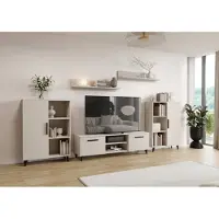 Per la vita Wohnwand Oslo 2 Kaschmir, Modern Schrankwand Wohnzimmer, Wohnzimmerschrank mit Hängeschrank, Sideboard und Wandregal, Wohnzimmer