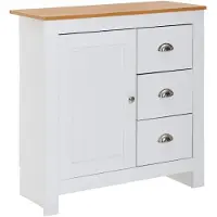 Wohnling Sideboard 3 Schubladen 79x81x35cm Weiß Eiche Modern Wohnzimmer