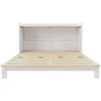 OKWISH Schrankbett 140x200 Funktionsbett Bettgestell mit USB und Steckdose Jugendbett mit LED-Lichtleiste Umbaubares Plattformbett Weiß (ohne Matratze)