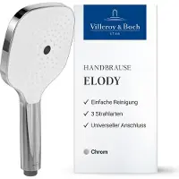 Villeroy & Boch Elody Duschkopf, 3 Strahlarten, Wechsel per Knopfdruck – Chrom