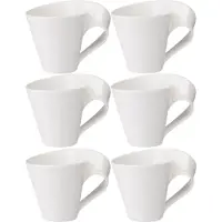 Villeroy & Boch Becher "Caffè Becher mit Henkel NewWave 250 ml 6er Set weiß", weiß, Porzellan, Trinkgefäße, Becher