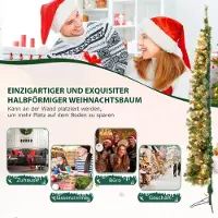 B2X 210 cm Vorgeleuchteter Halbbaum-Weihnachtsbaum Halber Künstlicher Baum