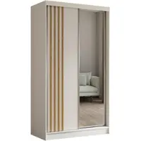 Beautysofa Schiebetürenschrank NELA II 120cm - 2-türig Kleiderschrank, Garderobe, Schrank mit Spiegeln & 2 Schubladen, Farbe: Weiß + Artisan Eiche