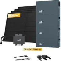 TSUN DCU2000Lite Solarspeicher für Balkonkraftwerke, mit 4 x 500W Bifaziale Solarmodule & 800W Mikro‐Wechselrichter, by Powerness - 8kWh / Standardversand