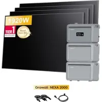 Growatt NEXA 2000 All-in-One Speicher für Balkonkraftwerke, mit 4 x 480Wp Sunpro BC Bifazial Full Black Solarmodul, by Powerness - 6144Wh / Powerness Express (Lieferzeit: 5-14 Werktage)
