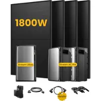 EcoFlow Stream Ultra, All-in-One Speicher für Balkonkraftwerke, mit 4 x 455 Bifaziale Solarmodule, by Powerness - Stream Ultra + 2 x Stream AC Pro | 5760Wh / 1 x Smart Meter / Selbstabholung