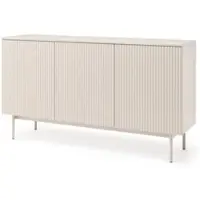 Beautysofa | Kommode SOFT 150 cm Kaschmir, Wohnzimmer Schrank mit 3 Türen und geriffelten Fronten, Push-to-Open