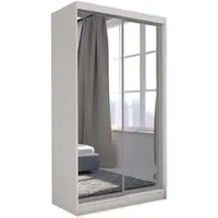 Beautysofa Schwebetürenschrank DEBRA II 120cm - 2-türig Kleiderschrank, Garderobe, Schrank mit Spiegeln, Kleiderstang & 2 Schubladen, Farbe: Kaschmir