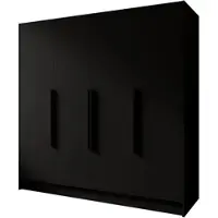 Beautysofa Drehtürenschrank PAVIA 200 cm Moderner Kleiderschrank mit glatten Türen, Schwarz mit schwarze Griffe