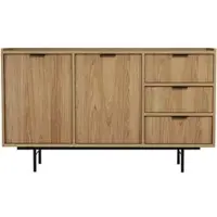 Beautysofa | Kommode EVRON 150 cm, Sideboard mit 3 Schubladen und 2 Türen, Wohnzimmerschränke Hikory Natur