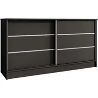 Beautysofa Kommode MIRELA 160 cm Schwarz, Sideboard mit 2 Schiebetüren, Highboard mit dekorativen Zierleisten, Moderne Anrichte, Viel Stauraum