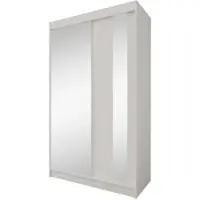 Beautysofa GAJA II Schwebetürenschrank 120 cm mit Spiegel – Kleiderschrank 2-türig, Schlafzimmer Schrank, Kaschmir/Kaschmir mit zwei Schubladen