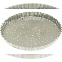 Gobel - Tortenform, geriffelt, perforiert - Weißblech - fester Boden - Ø 320 mm H 28 mm - 126351