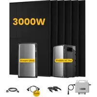 EcoFlow Stream Ultra, Solaranlage mit Speicher, mit 6 x 500W Bifazialen Solarmodulen, by Powerness - Stream Ultra + Stream AC Pro | 3840Wh / ohne Zubehör / Selbstabholung