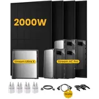 EcoFlow Stream Ultra X, All-in-One Speicher für Balkonkraftwerke, mit 4 x 500 Bifaziale Solarmodule, by Powerness - Stream Ultra X + 4 x Stream AC Pro | 11520Wh / 4 x Smart Plug / Selbstabholung