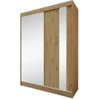 Beautysofa GAJA Kleiderschrank 160 cm mit Spiegel – Schwebetürenschrank 2-türig, Schlafzimmer Schrank, Artisan/Artisan ohne Schubkasteneinsätze