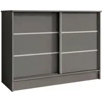 Beautysofa Kommode MIRELA 100 cm Graphit, Sideboard mit 2 Schiebetüren, Highboard mit dekorativen Zierleisten, Moderne Anrichte, Viel Stauraum