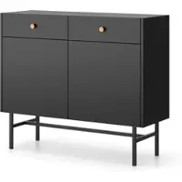 Beautysofa | Kommode DALIA mit 2 Schubladen und 2 Türen, Stilvoller Stauraum für Wohnzimmer, Schlafzimmer & Büro, Moderne Kommode in Schwarz
