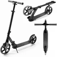 Kinderkraft FREELY Scooter Schwarz – klappbarer Cityroller für Kinder ab 5 Jahren & Erwachsene bis 100 kg, Schwarz