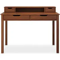 Idimex Schreibtisch RAUL mit 4 Schubladen aus Massivholz, Kastanien farben - Bürotisch mit Stauraum und Nische, Home-Office-Schreibtisch, PC-Tisch mit Aufsatz