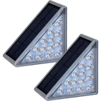 Näve Solarleuchte - 2er-Set Solar-/Treppenleuchte "SCALA", im Modern Style, aus Kunststoff in grau, 11 x 5,2 x 6,2 cm, LED Platine – Dämmerungssensor – Druckschalter
