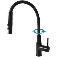 RAV Slezák Spültischarmatur mit flexiblem Arm und Brause SE919.5/12CMAT Seina, mattschwarz, Größe 1/