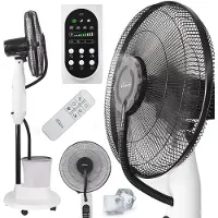 TroniTechnik Standventilator mit Wasser, Ventilator mit Wasserkühlung Sprühnebel Raumbefeuchter 75W