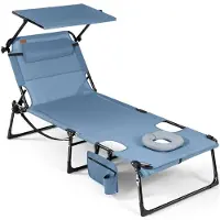 Homecall Sonnenliege klappbar mit Gesichtsaussparung – verstellbare Garten- und Campingliege bis 180 kg belastbar, blau